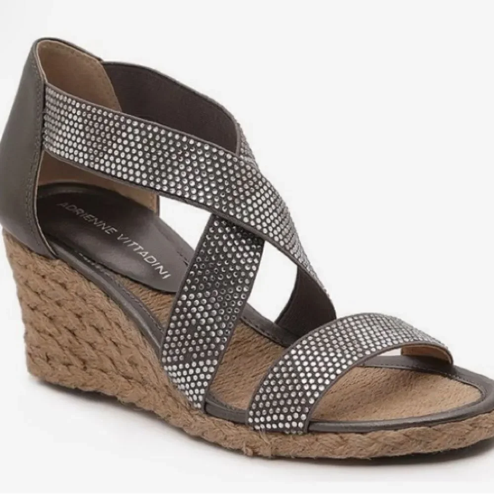 Adrienne Vittadini Barri Espadrille Wedge Sandal Shimmer ladies 8